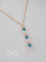 The Drizzly Woods- Blue and Golden Crystal Beads Necklace
