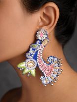 ALANKAR- THE DECORATED- SEQUINS, BEADS AND RESHAM EMBROIDERED EARRINGS (Multicoloured
