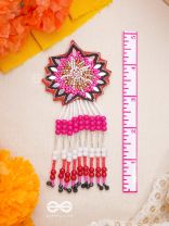PREYASI- THE SWEETHEART- BEADS AND RESHAM EMBROIDERED EARRINGS (Rose Pink, Scarlet Red, Ebony Black)