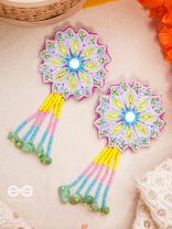 Vyoman- The Skies- Mirror , Resham , Beads and Sequins Embroidered Earrings (Multicoloured)