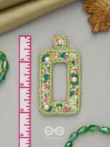 AARDRATVA- THE VERDANT- SEQUINS, PEARLS, BEADS AND STONES EMBROIDERED EARRINGS (LIME GREEN)