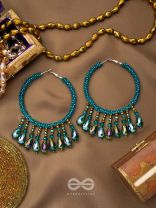 Utkanika- The Circle of Desire- Beads and Glass Drops Earrings (Pine Green)