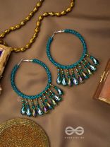 Utkanika- The Circle of Desire- Beads and Glass Drops Earrings (Pine Green)