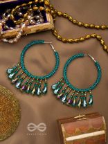 Utkanika- The Circle of Desire- Beads and Glass Drops Earrings (Pine Green)