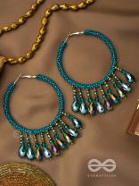 Utkanika- The Circle of Desire- Beads and Glass Drops Earrings (Pine Green)