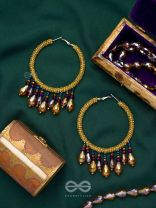 Utkanika- The Circle of Desire- Beads and Glass Drops Earrings (Mustard Yellow)