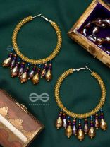 Utkanika- The Circle of Desire- Beads and Glass Drops Earrings (Mustard Yellow)