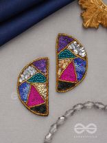  ARDHATTA- THE ALLURING HALVES- SEQUINS AND BEADS EMBROIDERED EARRINGS (Multicoloured)