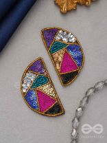  ARDHATTA- THE ALLURING HALVES- SEQUINS AND BEADS EMBROIDERED EARRINGS (Multicoloured)