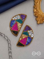  ARDHATTA- THE ALLURING HALVES- SEQUINS AND BEADS EMBROIDERED EARRINGS (Multicoloured)