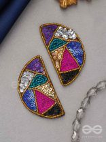  ARDHATTA- THE ALLURING HALVES- SEQUINS AND BEADS EMBROIDERED EARRINGS (Multicoloured)