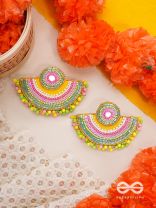 AARUNYA- THE FIRST SUNRAY- BEADS, SEQUINS AND MIRROR EMBROIDERED EARRINGS (MULTICOLOURED)