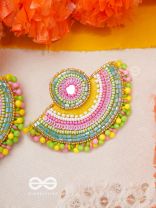 AARUNYA- THE FIRST SUNRAY- BEADS, SEQUINS AND MIRROR EMBROIDERED EARRINGS (MULTICOLOURED)