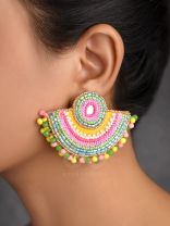 AARUNYA- THE FIRST SUNRAY- BEADS, SEQUINS AND MIRROR EMBROIDERED EARRINGS (MULTICOLOURED)