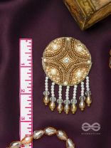 Parinataruna- The Setting Sun- Beads, Sequins, Swaroski and Glass Drops Embroidered Earrings (Copper Brown)
