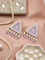 Suchyagra- The Eternal Pyramid- Pearls, Beads and Glass Beads Embroidered Earrings (Orchid Purple)