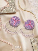 Misraka- The Garden of Paradise- Beads, Pearls, Glass Beads and Resham Embroidered Earrings (Amethyst Purple & Fuchsia Pink)