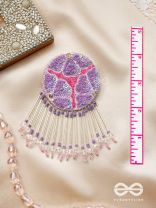 Misraka- The Garden of Paradise- Beads, Pearls, Glass Beads and Resham Embroidered Earrings (Amethyst Purple & Fuchsia Pink)