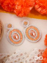 Vitanka- The Beautiful Ovals- Sequins, Stones and Pearls Embroidered Earrings (Carrot Orange)