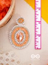 Vitanka- The Beautiful Ovals- Sequins, Stones and Pearls Embroidered Earrings (Carrot Orange)