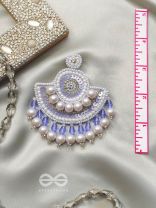 Suramya- The Picturesque Crescent- Sequins, Glass Beads and Stone Embroidered Earrings (Cobalt Blue)