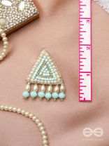 Suchyagra- The Eternal Pyramid-  Pearls, Beads and Glass Beads Embroidered Earrings (Sky Blue)