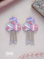 Karutaka- The Clover Leaf- Sequins and Beads Embroidered Earrings (Fuchsia n Blush Pink, Sky Blue & Lavender)