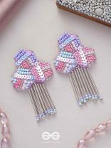 Karutaka- The Clover Leaf- Sequins and Beads Embroidered Earrings (Fuchsia n Blush Pink, Sky Blue & Lavender)
