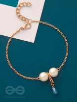 Drip-Drop Rain- Golden Pearls and Bead Anklet