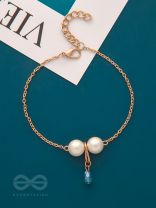 Drip-Drop Rain- Golden Pearls and Bead Anklet
