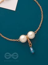 Drip-Drop Rain- Golden Pearls and Bead Anklet