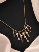 Star-Studded Sky- Golden Stone Necklace