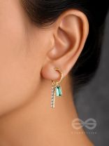 The Green Lantern- Golden Statement Rhinestones Earrings