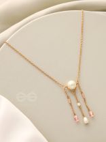 Over the Moon- Golden Pearl and Beads Necklace