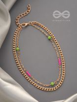 The Dappled Droplets-  Golden Beads Layered Anklet