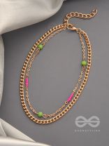 The Dappled Droplets-  Golden Beads Layered Anklet