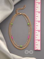 The Dappled Droplets-  Golden Beads Layered Anklet