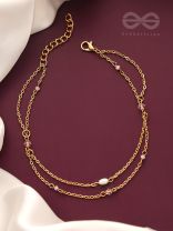 The Double Bind - Golden Pearl Layered Anklet