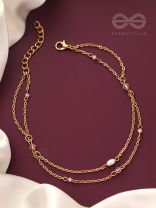 The Double Bind - Golden Pearl Layered Anklet