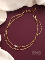 The Double Bind - Golden Pearl Layered Anklet
