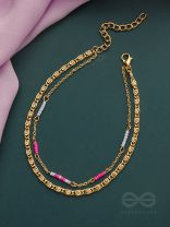 The Garden of Eden- Golden Beads Layered Anklet