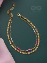 The Garden of Eden- Golden Beads Layered Anklet