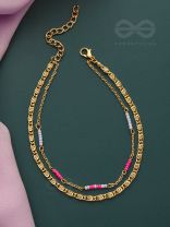 The Garden of Eden- Golden Beads Layered Anklet