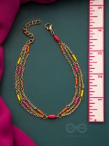 The Wildflower Meadow- Golden Beads Layered Anklet