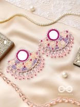 Tevana- The Pleasure Garden- Mirror, Resham and Glass Beads Embroidered Earrings