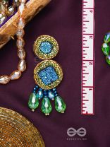 Apanikah- The Beautiful Sapphire- Stone and Glass Beads Embroidered Earrings