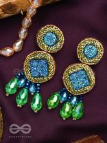 Apanikah- The Beautiful Sapphire- Stone and Glass Beads Embroidered Earrings