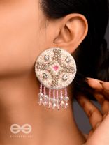 Tarani- The Pink Allure- Pearl, Resham and Stones Embroidered Earrings