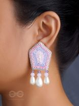 Abhedya- The Radiant Diamond- Sequins, Pearls and Glass Beads Embroidered Earrings (Rose Pink)