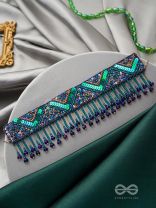 Sarvari- The Starry Night- Stones, Sequins and Glass Beads Embroidered Choker Necklace